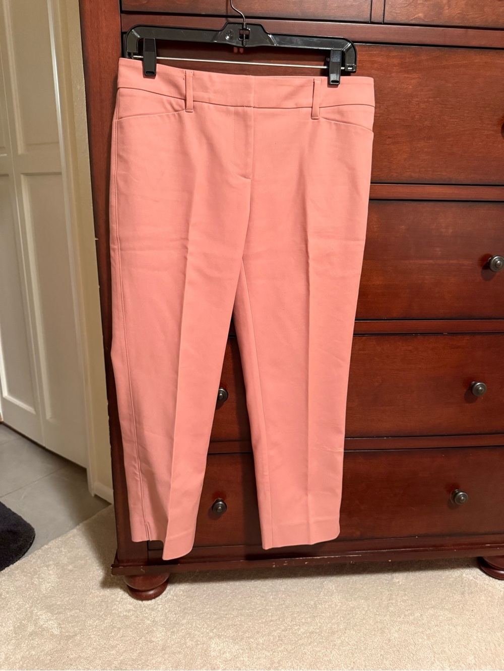 White House Black Market Coral-Pink Cropped Tailored Pants